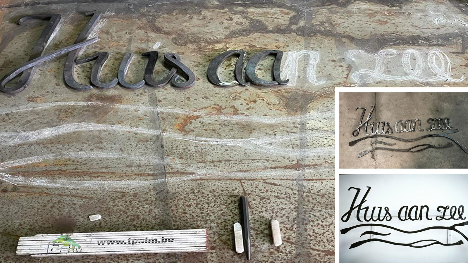 Belettering in ijzer. Wilfried Roosen, ironart, Landen